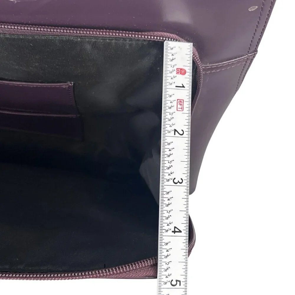 Metro Chic JEMA Laptop Tote Purse Dual Handles Detachable Strap Deep Purple